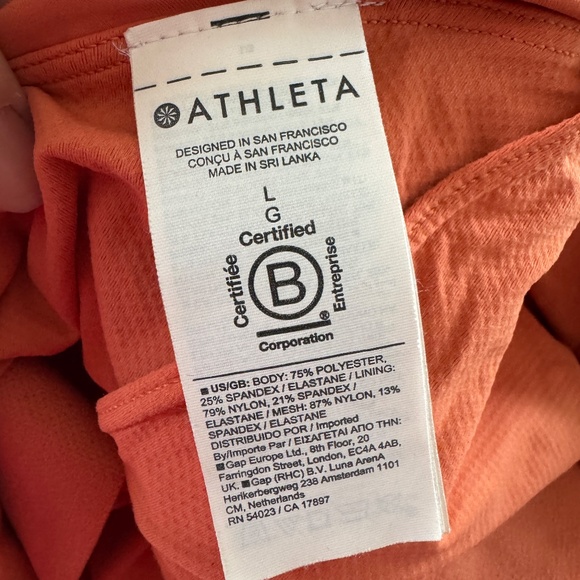 Athleta Conscious Crop Train Logo Bra Top | Soft Persimmon | D-DD Size Large - Picture 8 of 8
